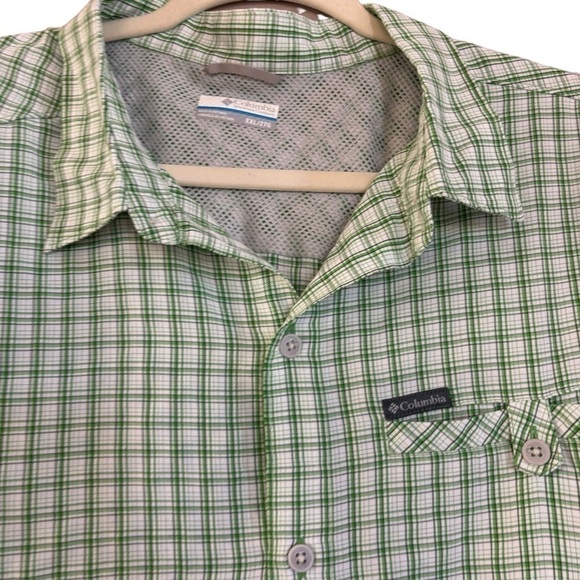 Columbia Men’s Green White Checked Plaid Button Down Shirt 2XL - Picture 6 of 10